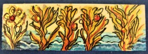 coral plants minature painting 51/2 inches by 1 3/4 inches $10