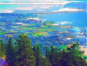 Kelowna from Knox Mountain, Bridge over troubled waters