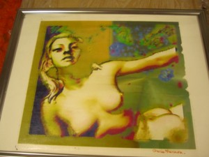 Ceramic Nude 17.5 inches by 13.5 inches under glass $170