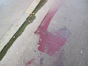 Blood on the Paris street of the murdered.